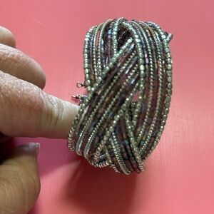 Triple Strand Beaded Cuff Bracelet NWT